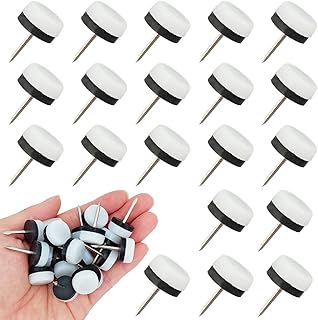 20pcs Nail on Furniture Glides 0.71 Inch (18mm) Diameter Double Thick Nylon White Chair Leg Floor Protectors Furniture Sliders Pads Table Foot Gliders for Hardwood Carpet and Tile Floors