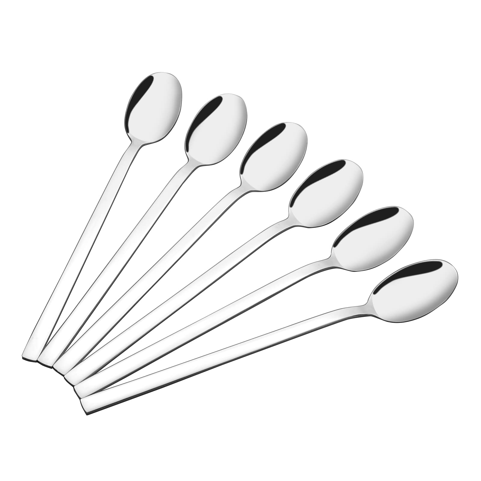 Afromy Lot de 12 cuillères à mélanger à long manche en acier inoxydable pour mélanger le thé glacé et les cocktails, L