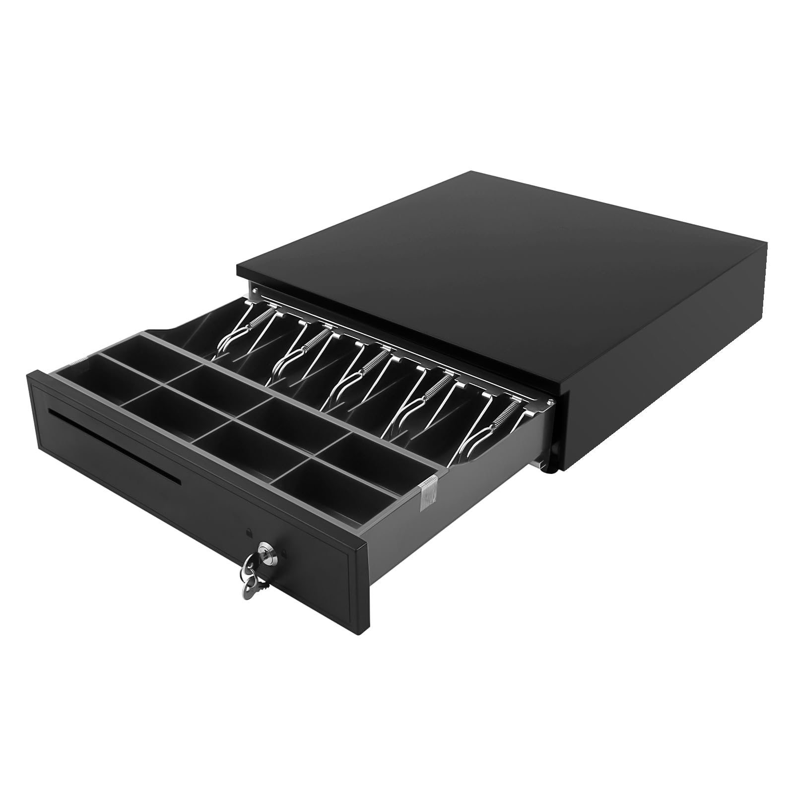 Cassetto contanti con blocco a 3 posizioni, cassetto contanti nero con scomparto portamonete rimovibile, interfaccia RJ11 per negozi, adatto per rivenditori