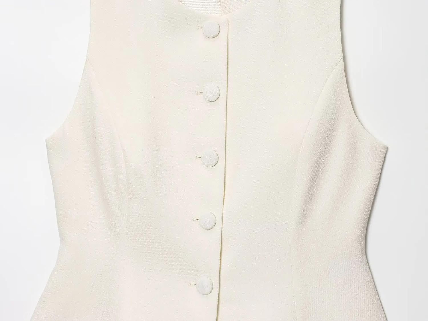 Womens Sleeveless Round Neck Vest Slim Fit Short Hem Waistcoat and High Waist Straight Leg Pants Outfit
