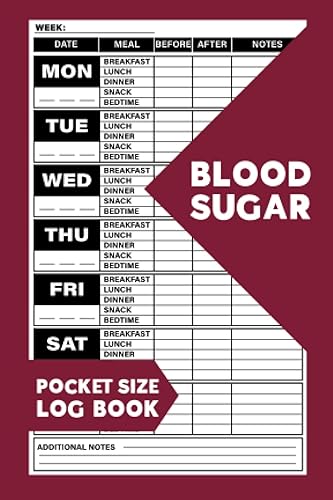 Blood Sugar Pocket Size Log Book: 2 Year Diabetes Diary | Small Weekly Blood Glucose Monitoring Log | Daily Blood Sugar Level Record | 104 weeks