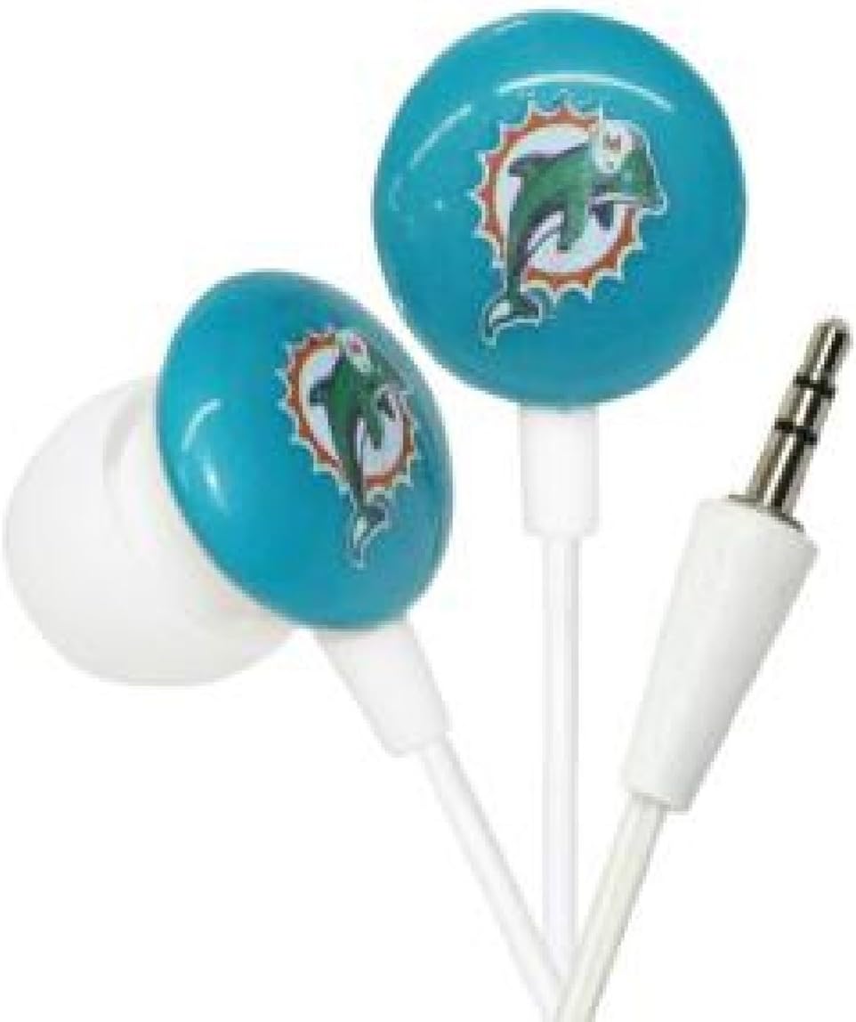 iHip NFF10200MIA Miami Dolphins Earbuds Mini NFL Team Logo