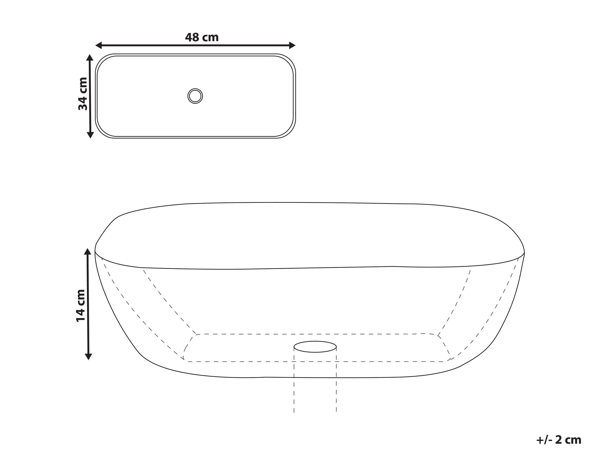 Lavabo sobre encimera baño clásico cerámica blanco acabado brillante ovalado 48 x 34 cm Omoa