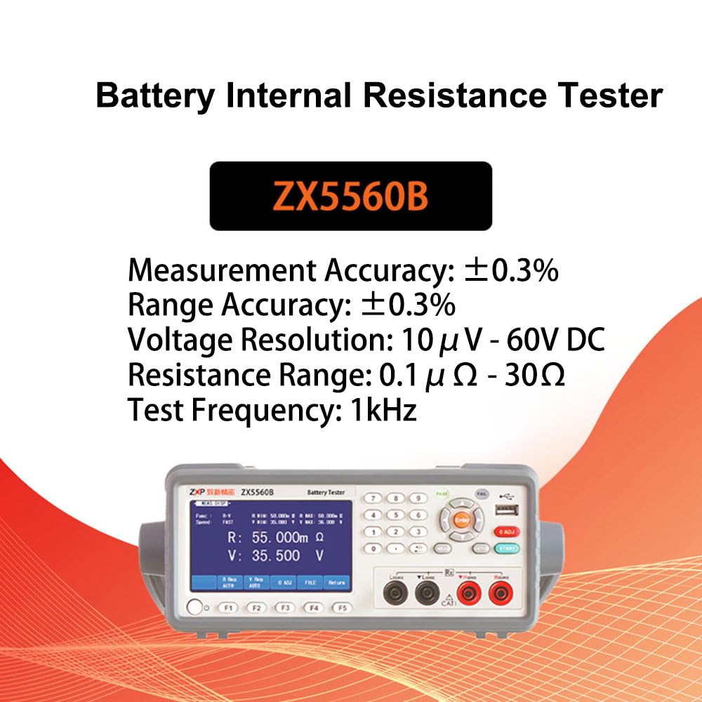 ZX5560B Battery Internal Resistance Tester Voltage 60V DC Accuracy ±0.3% Resistance 30Ω 4.3-inch LCD Color Screen Display