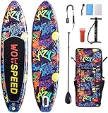 【Kit de herramientas completo】: todas tus necesidades se pueden cumplir en pocos minutos. El contenido del kit incluye 1 tabla de surf de remo inflable, 1 cuerda de remo, 3 aletas (dos pequeñas y una grandes), 1 bolsa de remo, 1 remo (ajustable), 1 bolsa para teléfono móvil, 1 bomba de aire (cilindro único, bidireccional), 1 pala de reparación (cubo de plástico + accesorios de reparación).