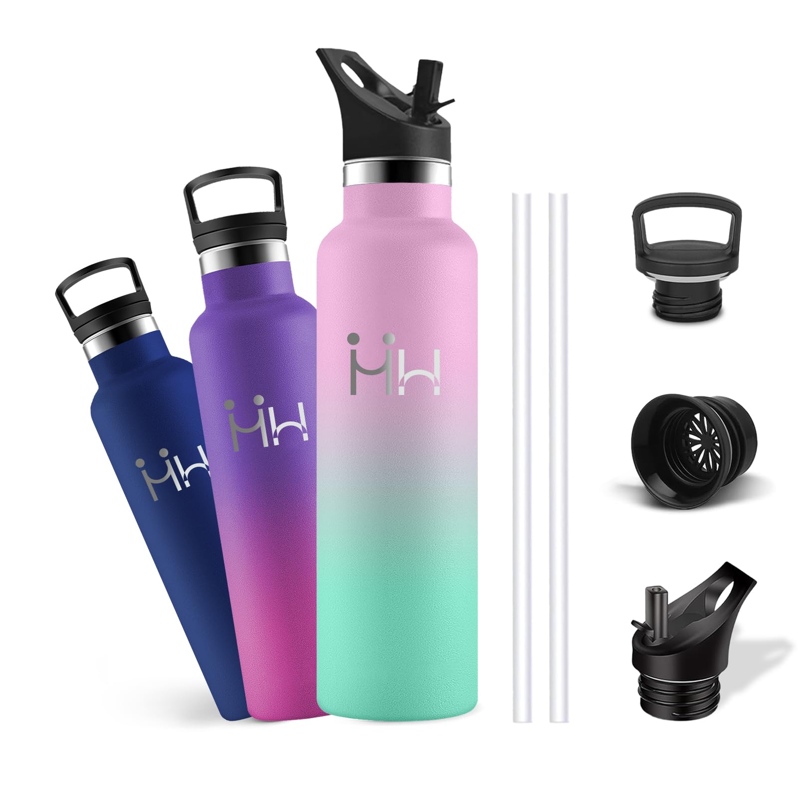 Mujigaga Insulated Water Bottle- 750ml - Thermal Bottle, BPA Free, Stainless Steel Water Bottles, Keeps Hot for 12 Hours/Cold 24 Hours, Leakless, Thermal Water Bottles, for School, Camping, Office