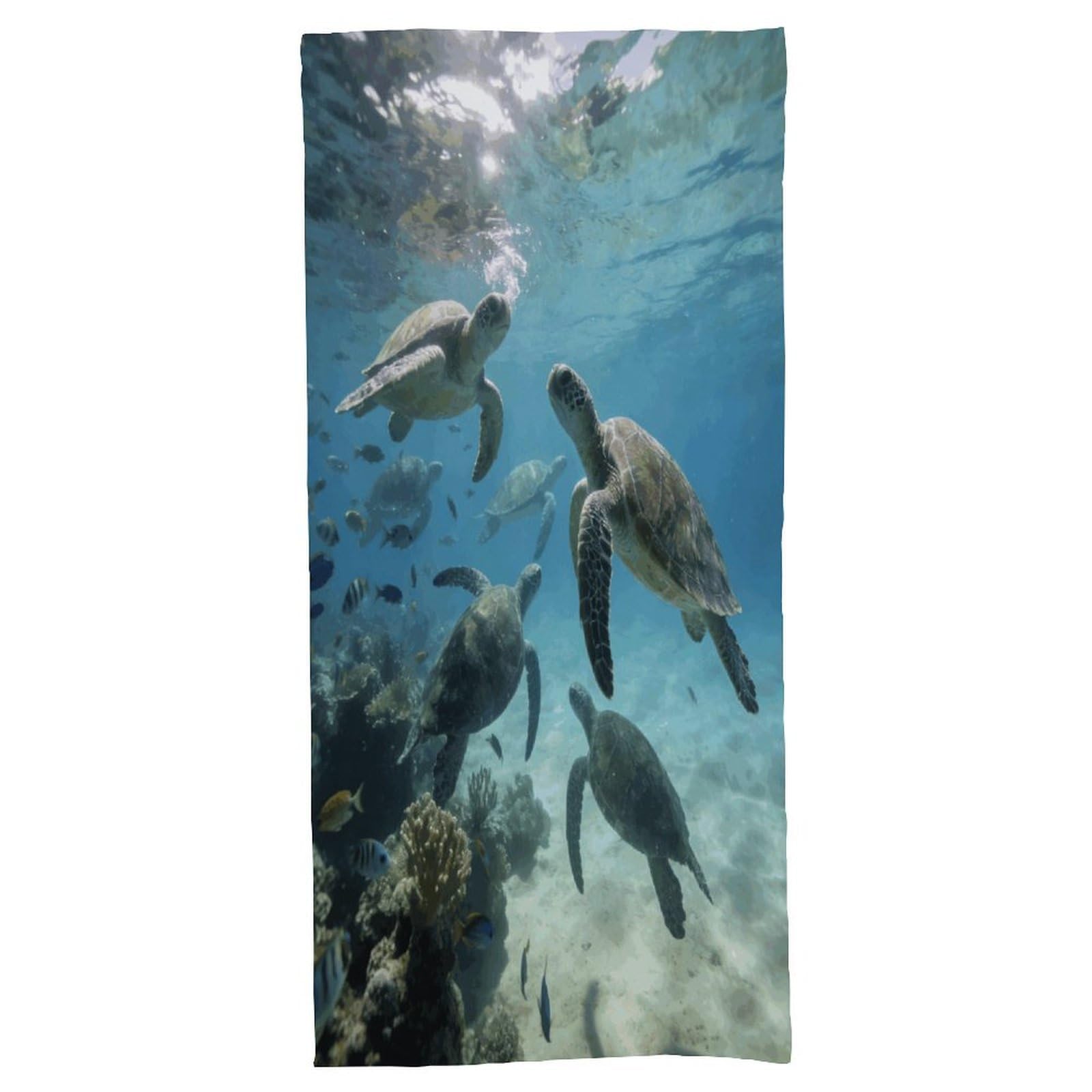 Fodpand Style Sea Turtles Bath Towel, Highly Absorbent & Quick Drying Beach Towel, Compact & Lightweight Pool Towel For Bathroom, Beach, Pool, Gym, Spa, And Hotel Use