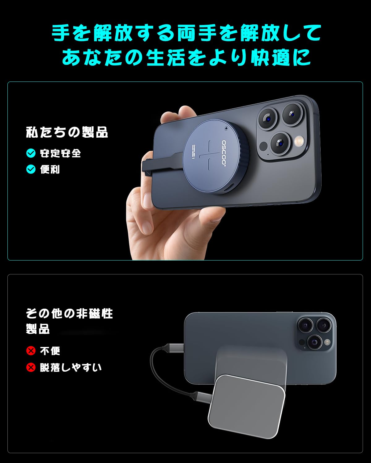 Amazon | OSCOO 1TB マグネット式ポータブルSSD – USB 3.2 Gen2 Type-C