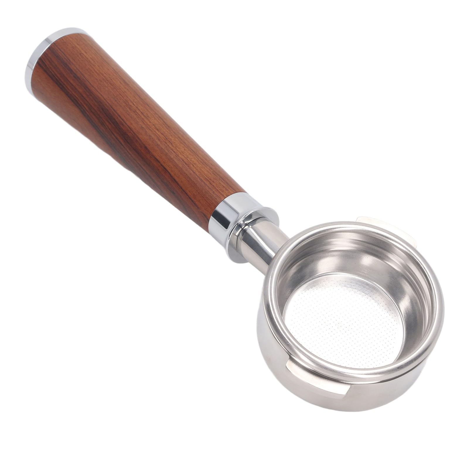 Portafiltro de café, portafiltro de 3 orejas con cesta de filtro de 58 mm for cafetera Nuova, mango de portafiltro de 58 mm, portafiltro sin fondo desmontable de acero inoxidable (un palo de rosa negr
