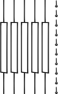 VEVOR Deck Balusters, 44"x0.5" Metal Deck Spindles, 10 Pack Staircase Baluster with Screws, Iron Deck Railing for Wood and Composite Deck, Stylish Black Baluster for Outdoor Stair Deck Porch