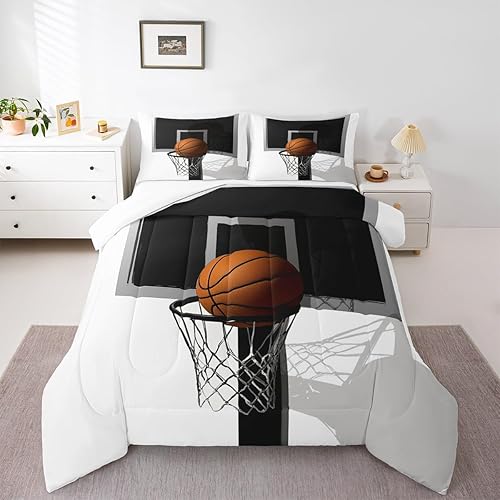 Erosebridal Juego de ropa de cama de baloncesto 3D para niños, adolescentes, juego de ropa de cama de juegos de baloncesto, juego de ropa de cama