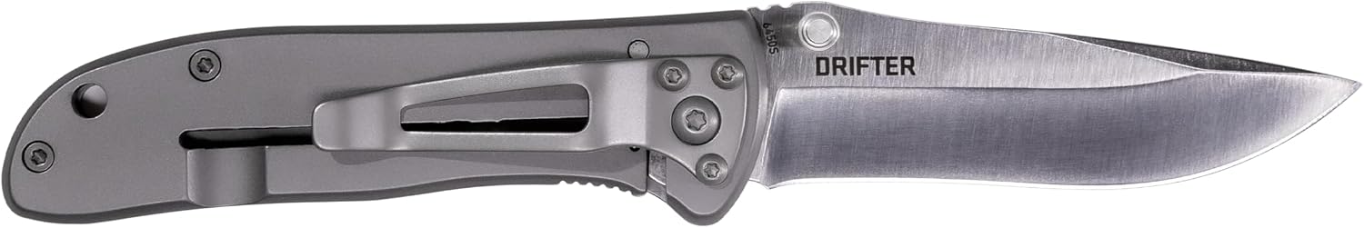 CRKT Drifter Everyday Carry EDC Pocket Folding Knife with Frame Lock: Stainless Steel Plain Edge Blade, Stainless Steel Handle, Pocket Clip, 6450S