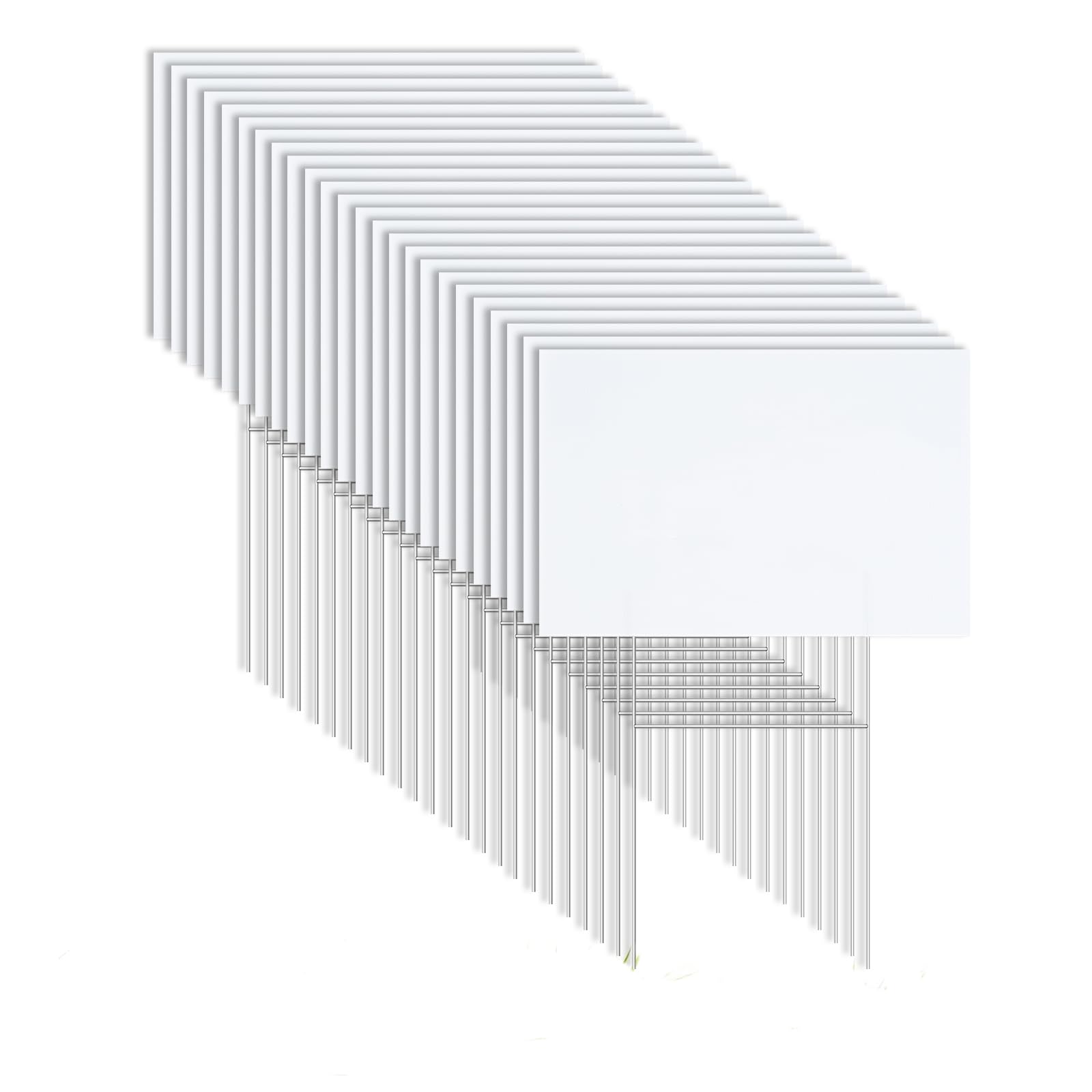 Blanko-Hofschilder Mit Pfählen – 4er Set, 45,7x30,5 Cm, Weißer Kunststoff, Für Garage Sale, Geburtstag