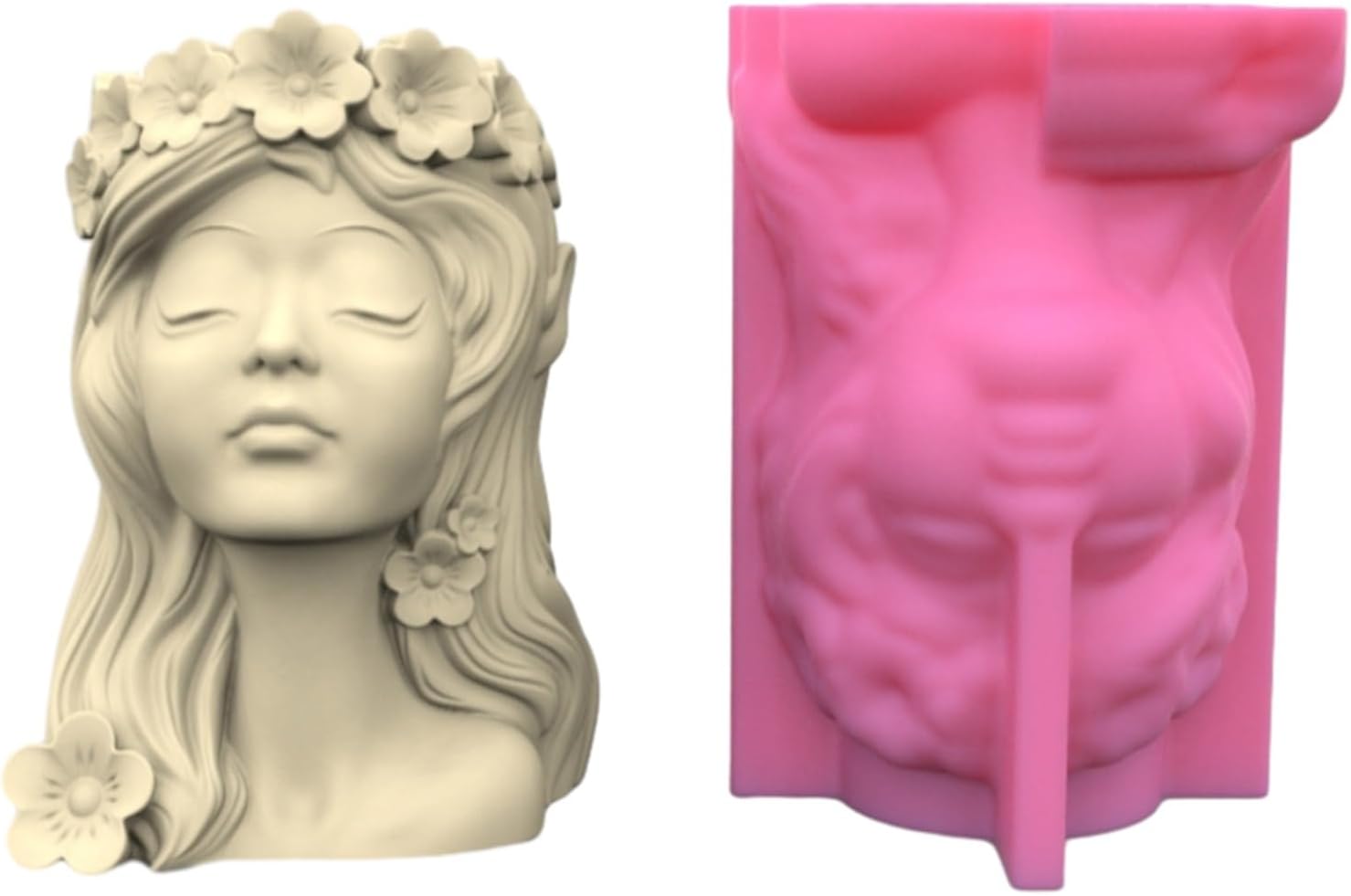 Succulent Planter Mold, Silicone Flower Pot Molds for Concrete Epoxy Resin, Wreath Girls Pen Holder Molds Table Ornament Mould Plasters Making Tool Succulent Planter Mold Easy to Clean