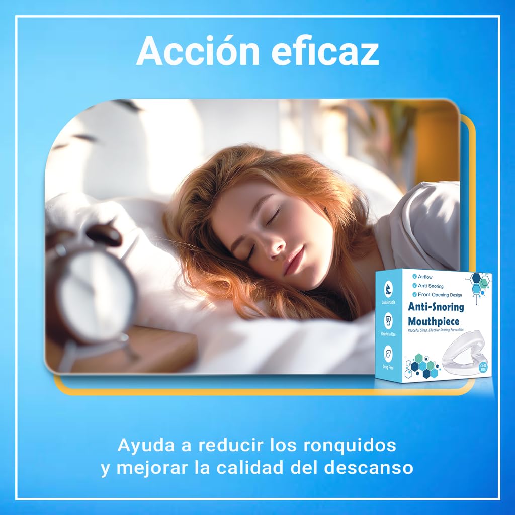 AIOUTGOGO Férula Antirronquidos con Diseño Abierto 180°, Dispositivo Bucal Antirronquidos, Listo para Usar, Reutilizable, Ajuste Cómodo para Dormir, Ayuda a Reducir los Ronquidos - Transparente