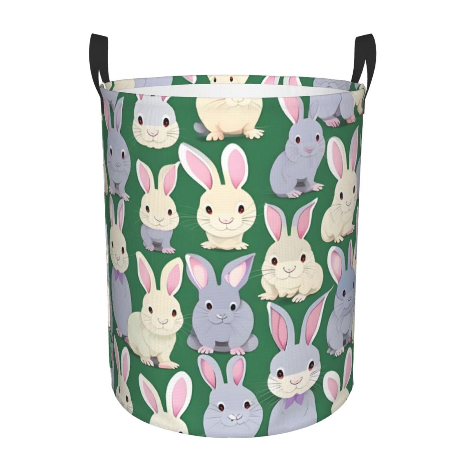 S Collapsible Laundry Hamper Round many Bunny cute Print Storage