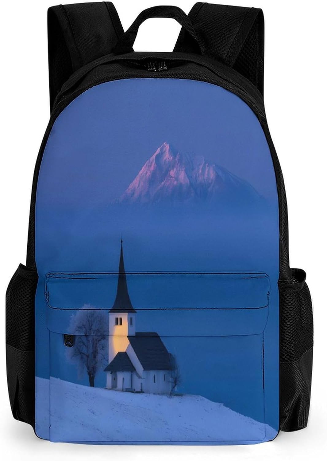 Winter Chapel Snowy Hill Mountain Backpack Lightweight Backpacks Work Bag