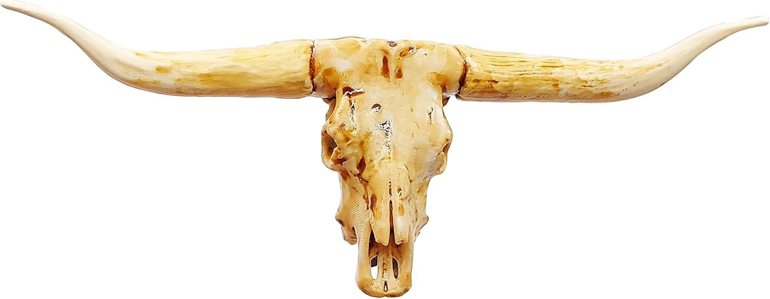 Texas Longhorn Miniature Skull Replica 1:12 Scale Dollhouse and Diorama Miniature Steer Cranium (Aged(handpainted))