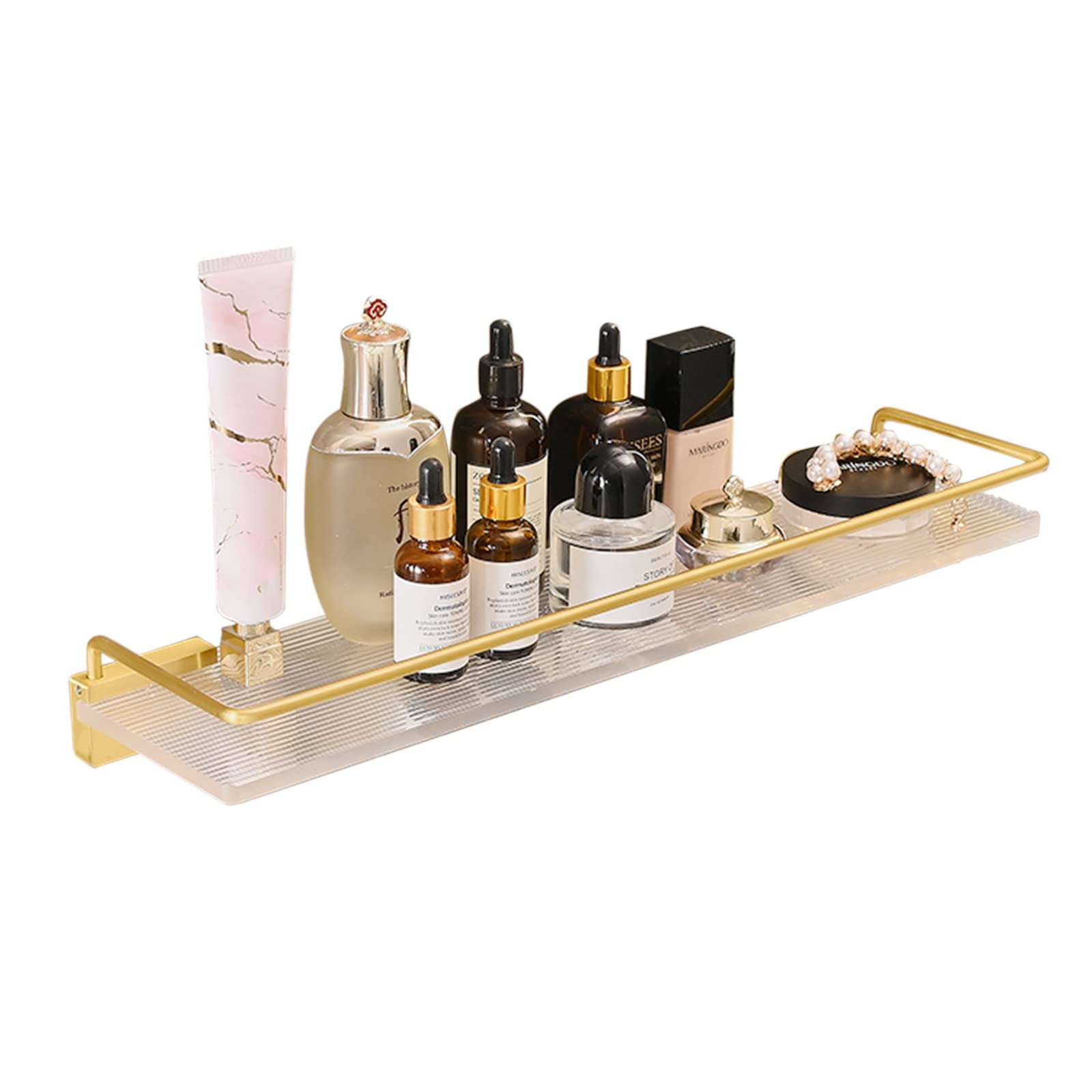 YQIRONRI Shower Rack Wall Mounted Shampoo Holder for Anti Rust Caddy Adhesive No Drilling Space Aluminum Acrylic For