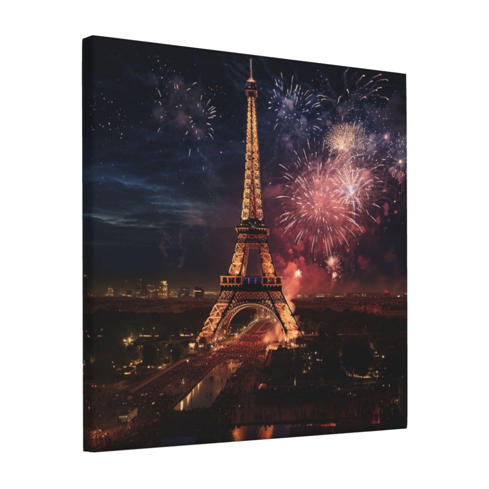 FodPand Eiffel Tower Fireworks Canvas Wall Art for Living Room Wall Decor 12"x12" Modern Artwork Painting Pictures Hanging Canvas Prints Aesthetic Wall Art for Bedroom Bathroom Office Wallart Decor