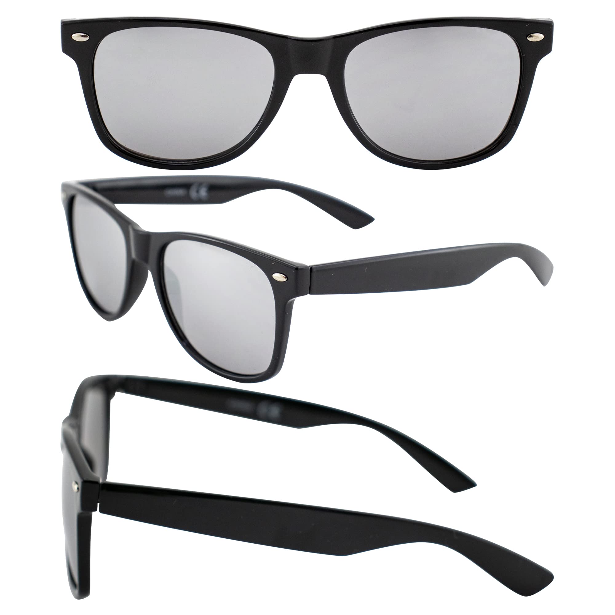 AlterImage Jive Sports Retro Sunglasses for Men or Women 4 Pair Black & White Frames w/Flash Mirror G-Tech Red & Smoke Lenses