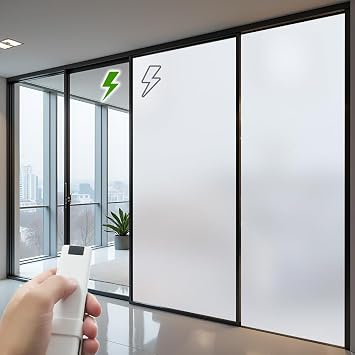 PDLC Switchable Smart Window Film, Electric Privacy Glass Film Clear to Opaque, Smart Tint Film for Home Office, Sliding Doors, Windows and Glass Partitions W20*L27.5