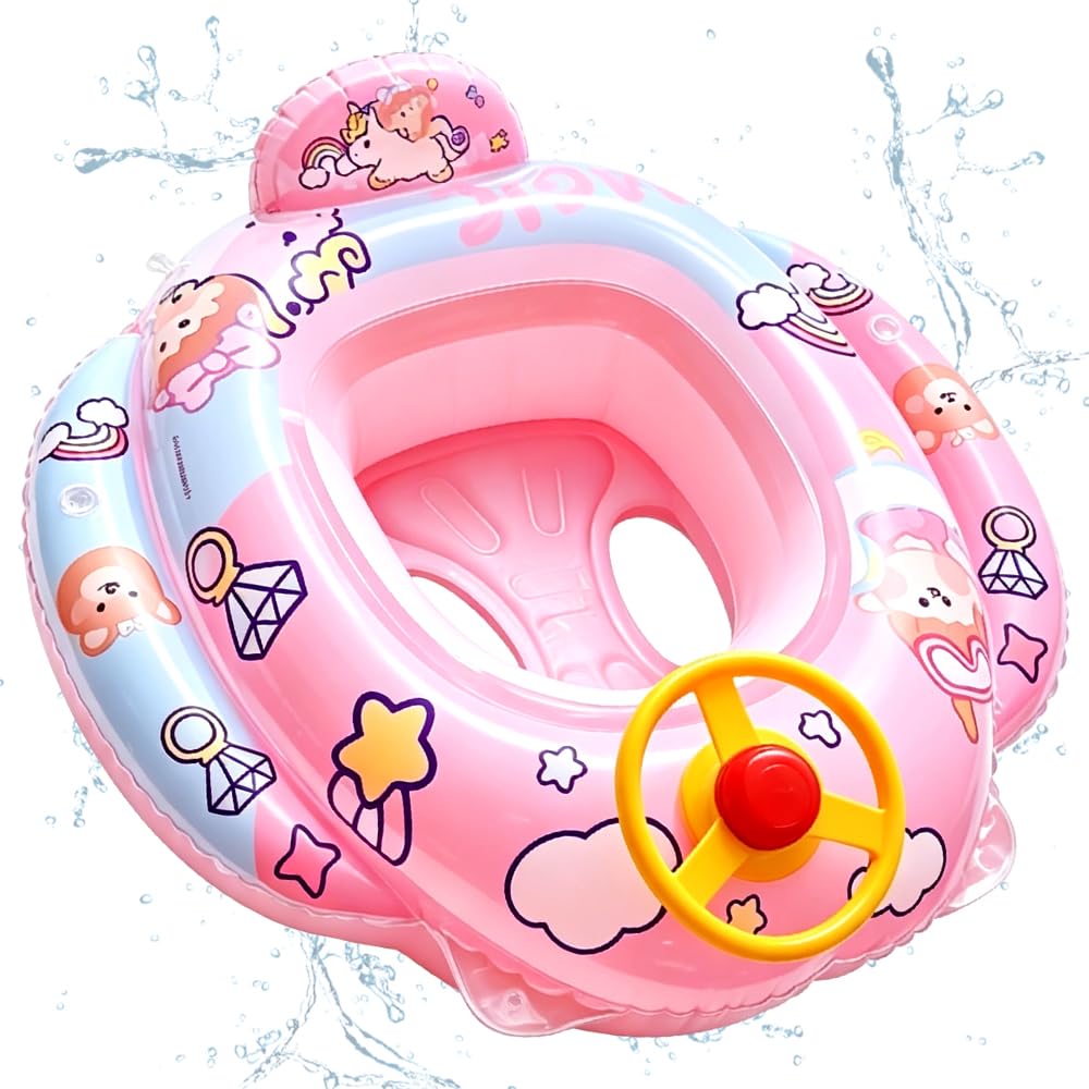 Baby Swimming Floats, Unicorn Swimming Floats with Safety Seat, Inflatable Toddler Float, Unicorn Swim Ring for Baby, Swim Pools Bathing Accessories, Pool Inflatable Float Rings for Kids -17