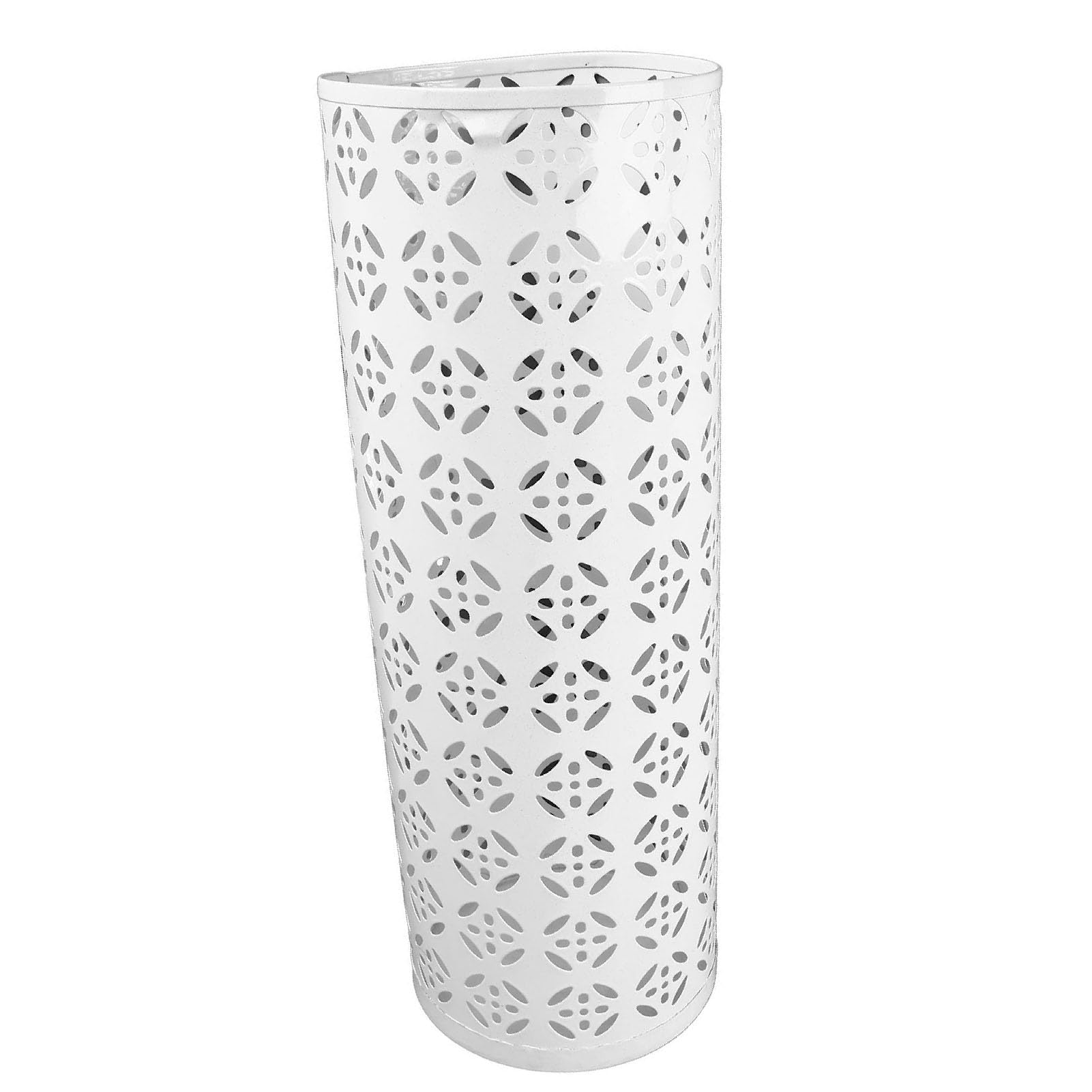 Heayzoki Umbrella Stand, Umbrella Holder for Entryway, Round Proof Hollow Metal Umbrella Holder Bin for Home Entryway (White)