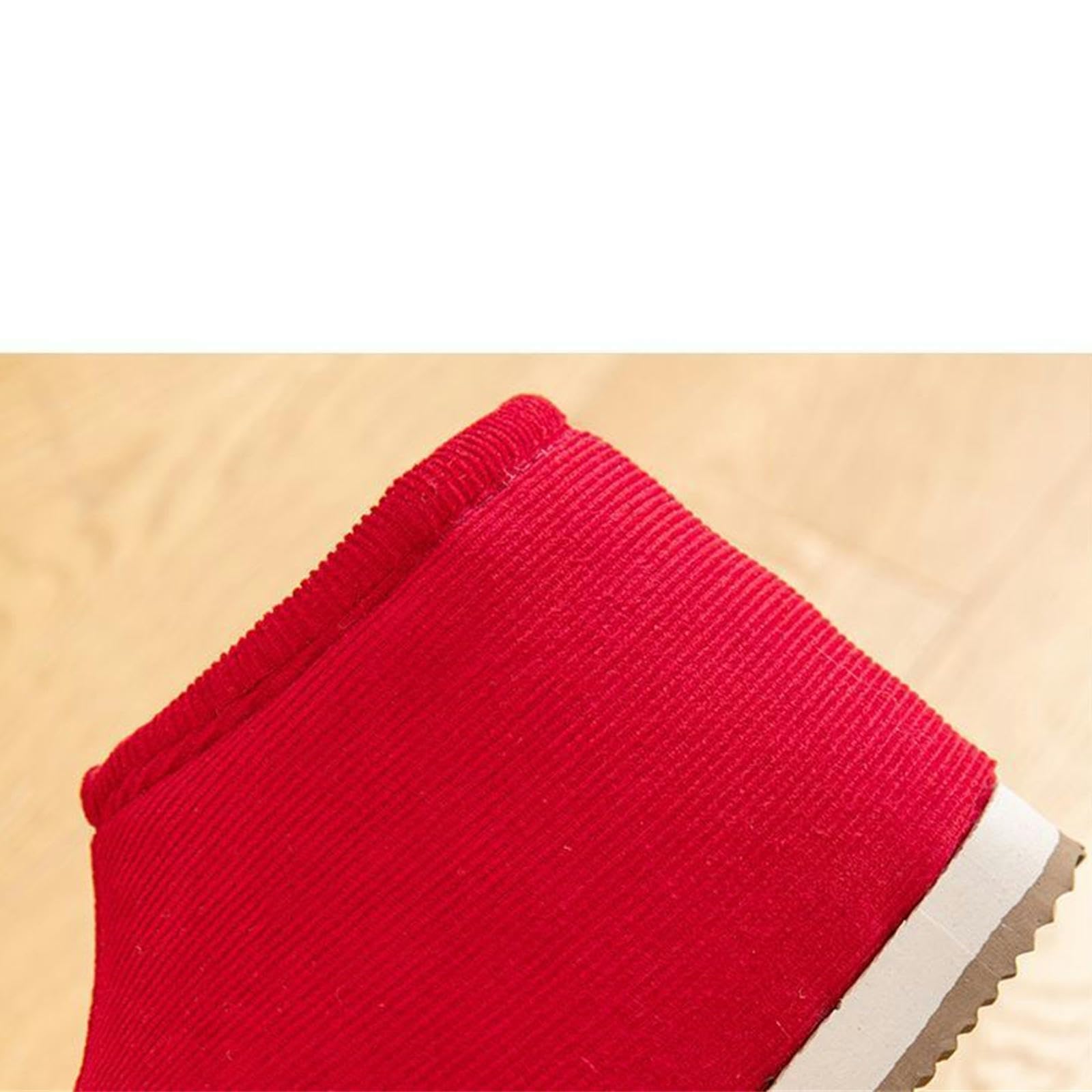 Zapatillas Fiesta De Fieltro Difuso De Las Mujeres Espuma De Memoria Cerrada Damas con Forro De Goma Anti-Deslizamiento De Revestimiento Cálido-jujube Rojo-42 Yardas