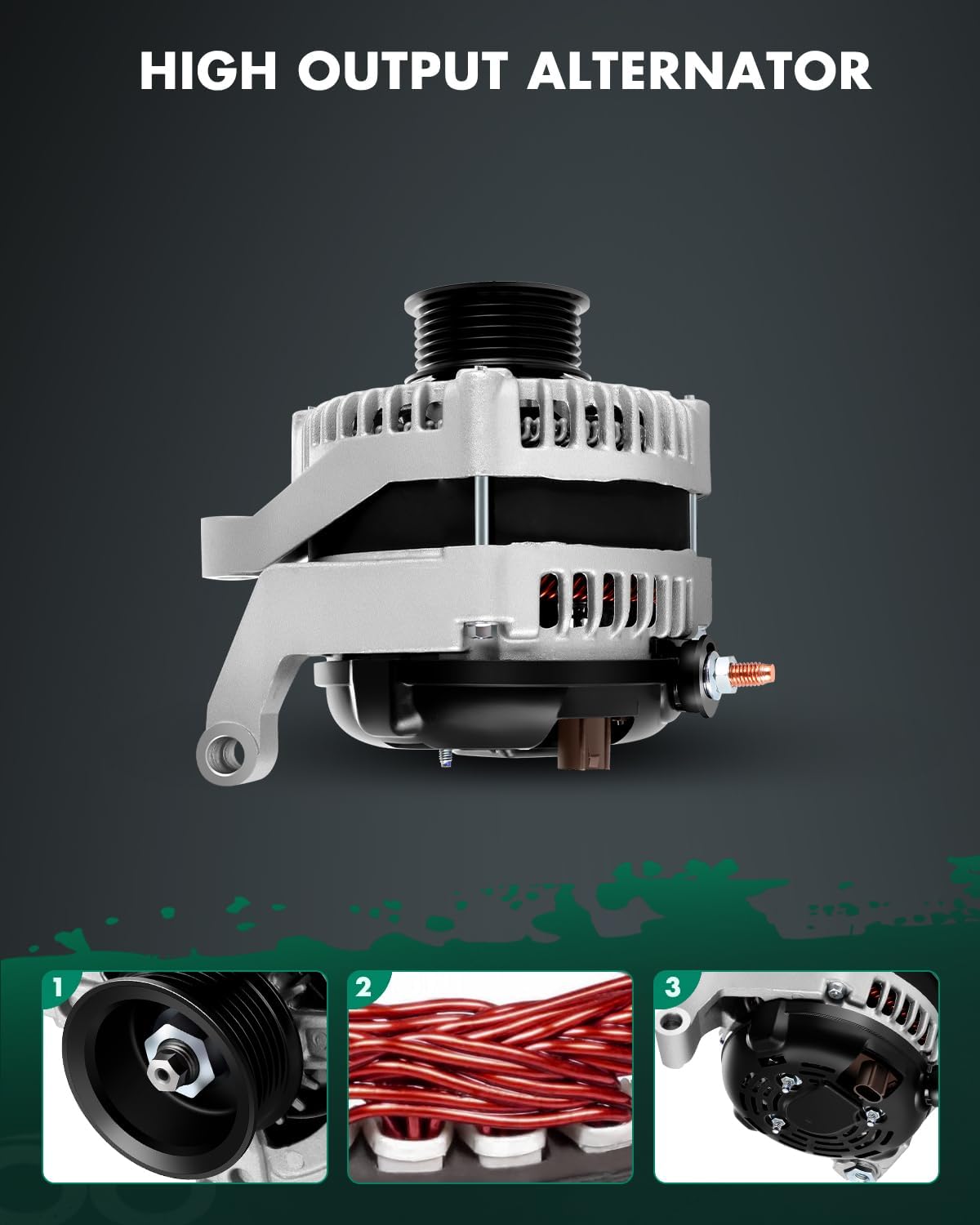 SCITOO High Output Alternator 160Amp High-output 13913 Replacement for Dodge for Dakota 3.7L 04-06,for Dakota 4.7L 02-06,for Jeep for Grand Cherokee 4.7L 01-03,for Liberty 3.7L 03-06,6-Groove AND0281
