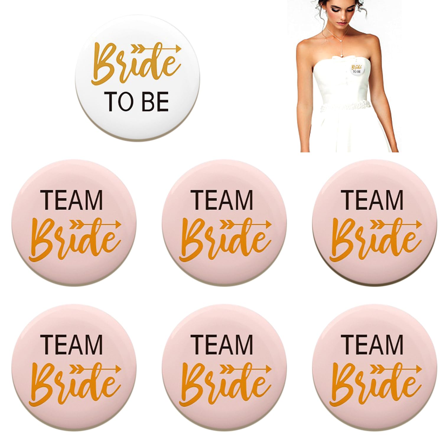 7 insignias para mujer, accesorios para novia, accesorios de despedida de soltera, botones de novia, insignias de plástico para damas de honor, accesorios para ropa de mujer