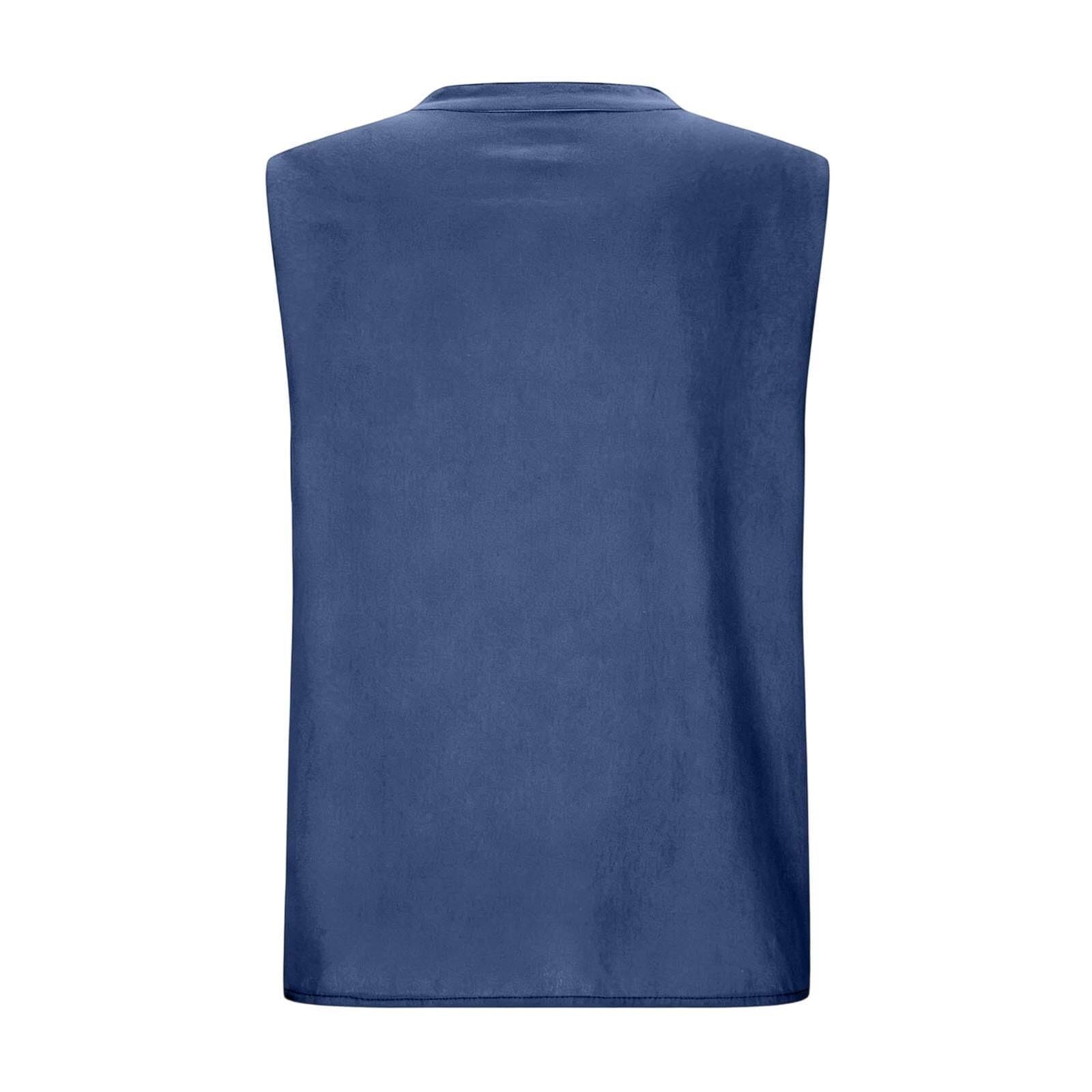 Top de verano para mujer, de lino, sin mangas, con cuello en V, ligero y aireado