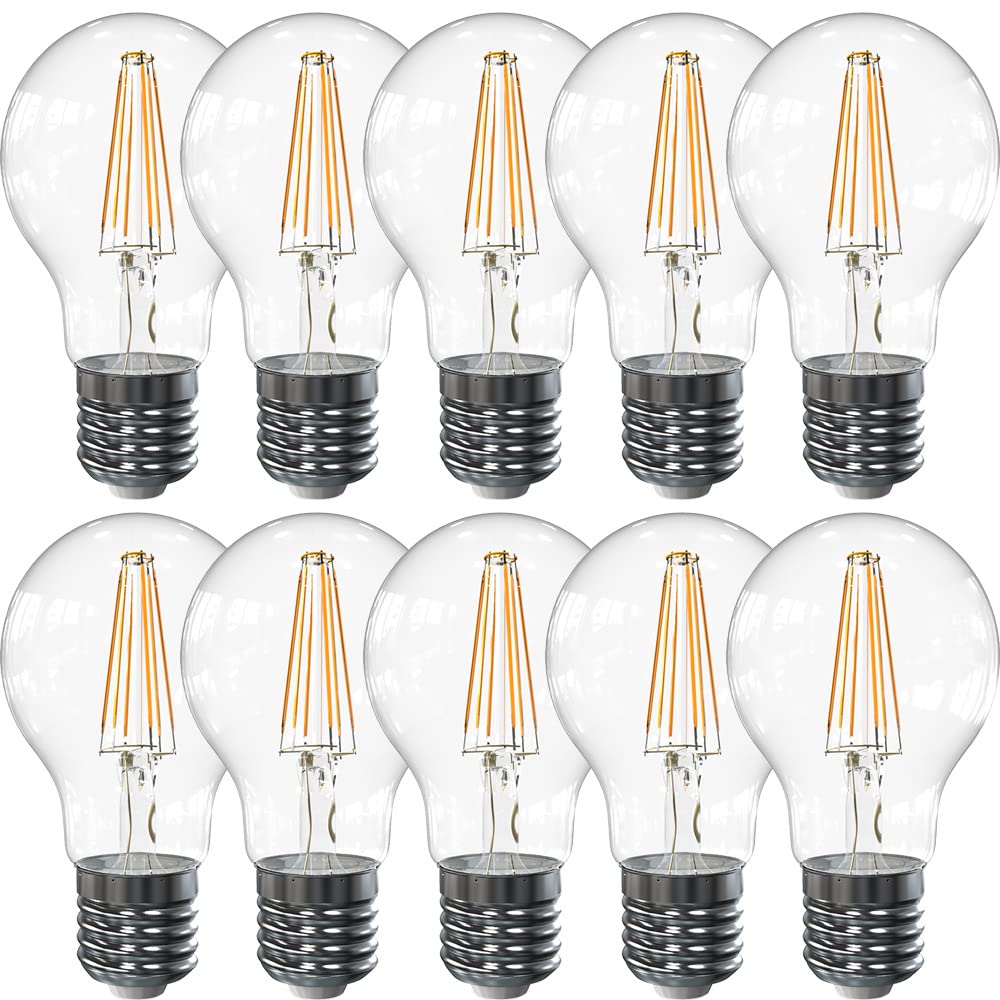 NCC-Licht 10 x LED Filament Leuchtmittel Birne A60 8W = 75W 1050lm E27 warmweiß 2700K
