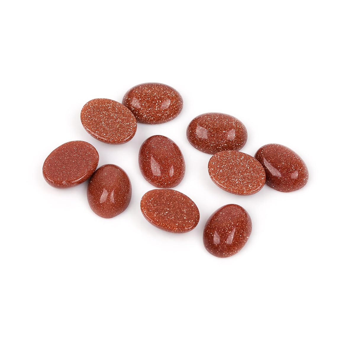 GEM-Inside 5Pcs 6x8mm Oval Pink Rose Sandstone Sand Stone Cabochons Stones Beads for Jewelry Making Bezels Tennis Statement Jewelry