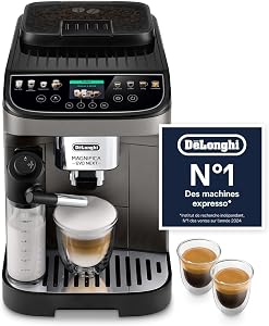 De’Longhi Magnifica Evo Next – Perfetto Machine à Café Automatique avec LatteCrema Mousseur à Lait Automatique, 13 Boissons en une Seule Touche, Écran Tactile Couleurs, Titane et Noir (ECAM312.80.TB)