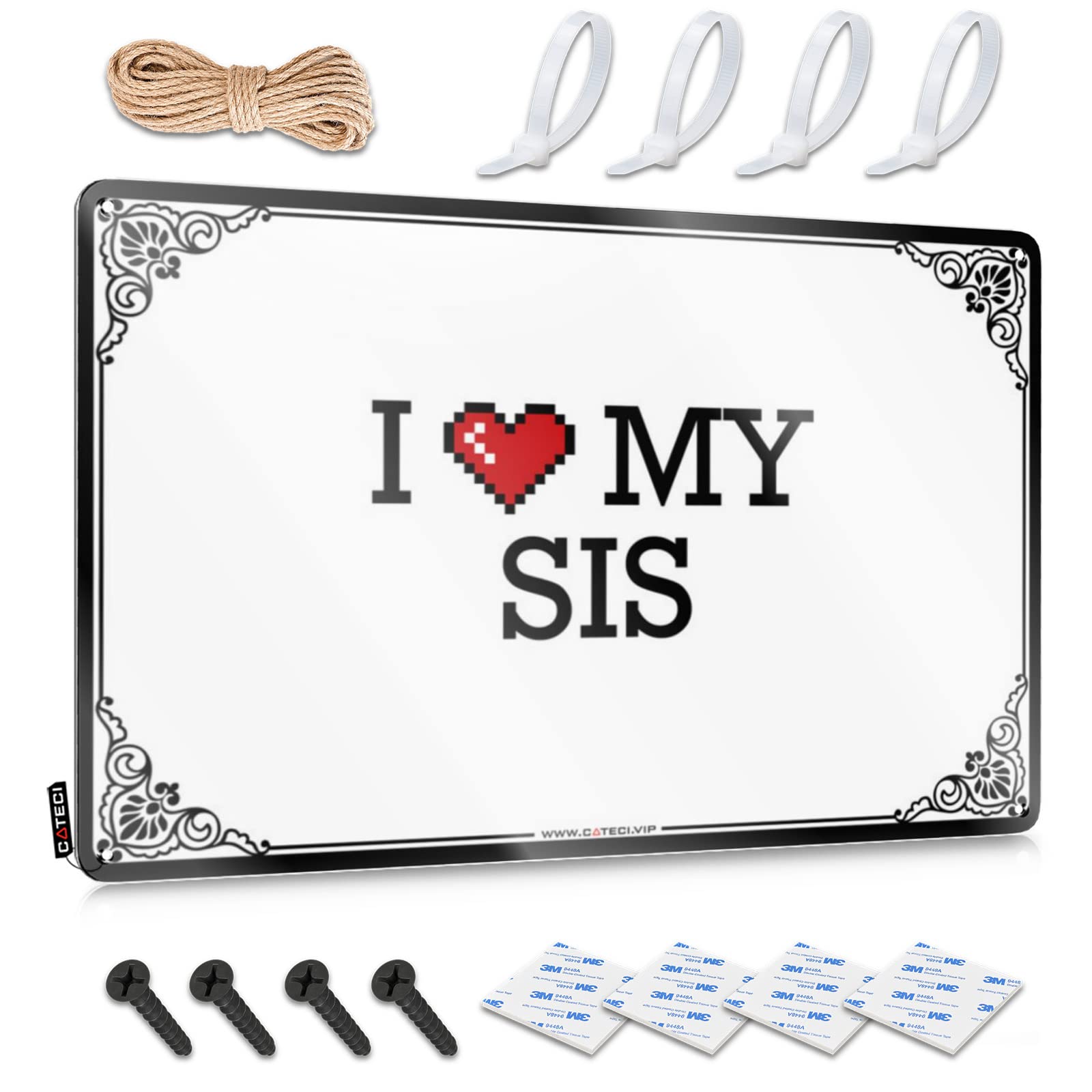 Bar Cart Decor Kitchen Decorations - I Love My Sis Nice Rustic Wall Hanging(30X40CM)