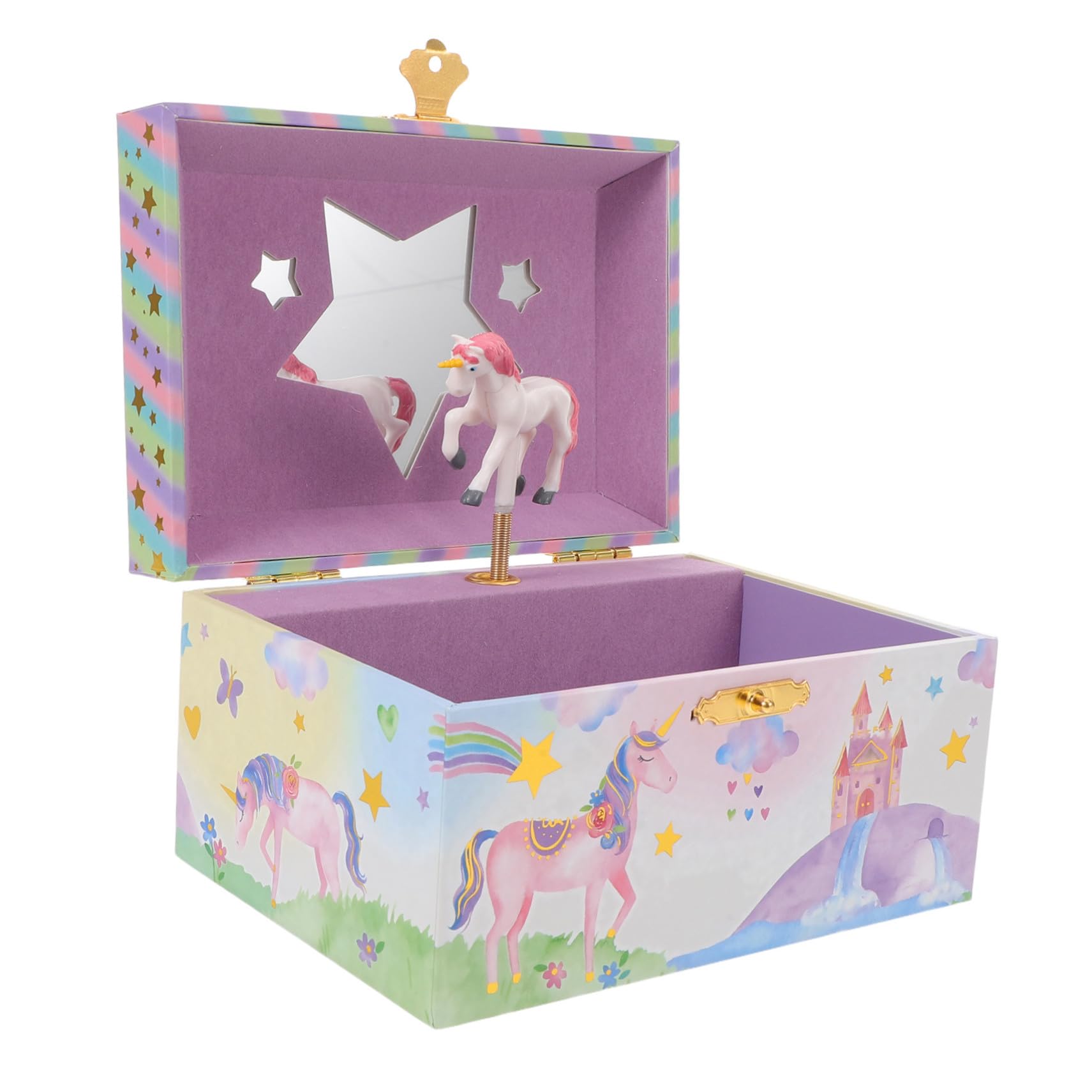 YARNOW Caja Musical de Unicornio para Niñas con Organizador de Joyas de Madera y Metal, Solución Versátil para Guardar Habitación Infantil