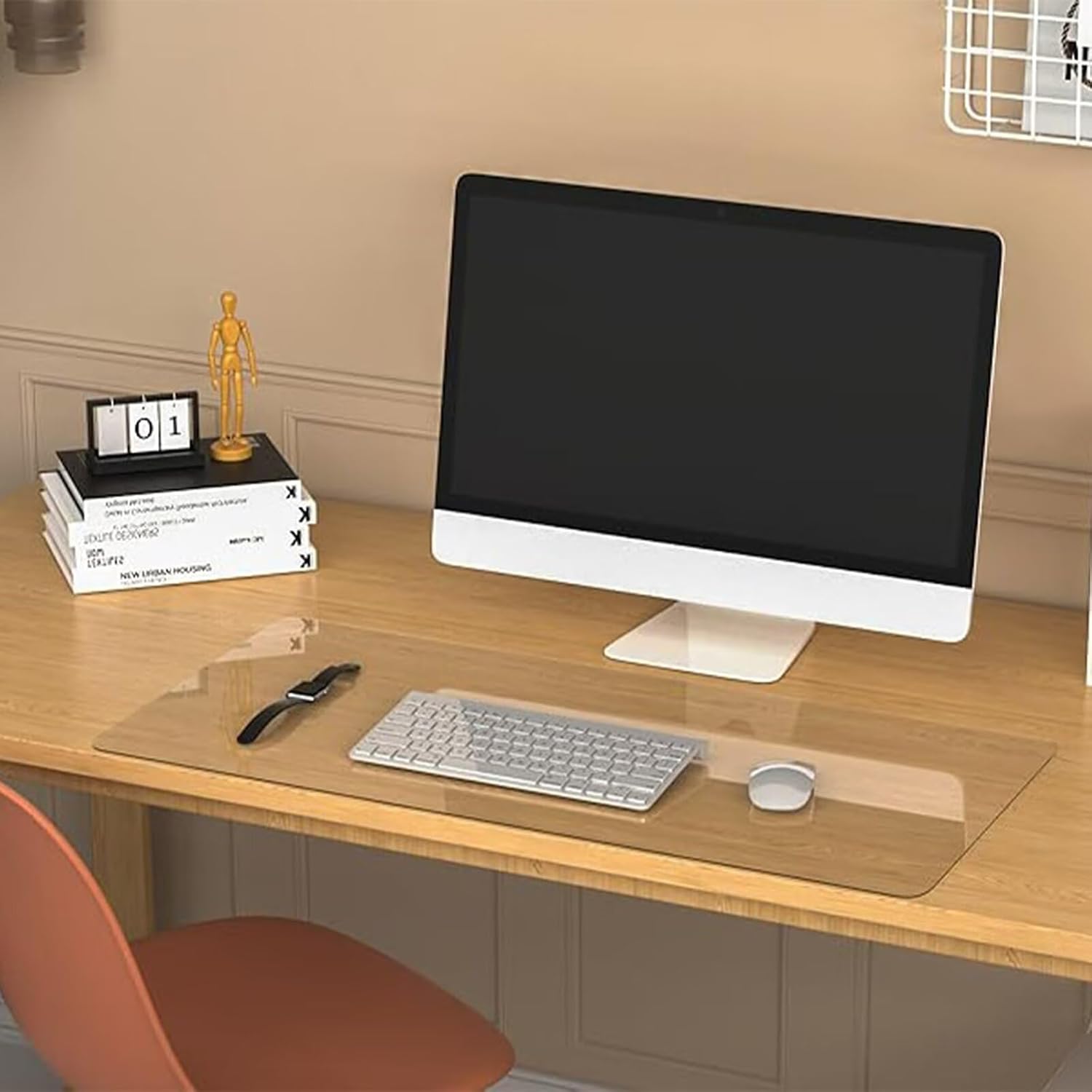 AHWEKR Clear Desk Mat,18in x 37in Desk Pad, Large 1mm Thick Desk Mat, Waterproof, Non-Slip and Wear-Resistant Desk Protection Pad, Suitable for Home Office Desktops