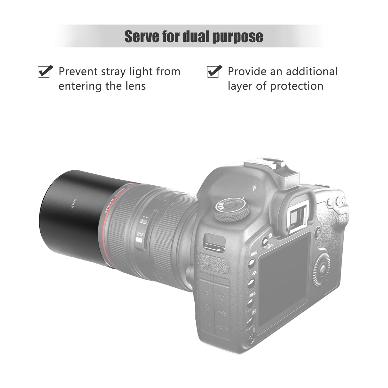 Pare-soleil en alliage d'aluminium pour appareil photo avec filetage compatible Canon et appareils photo 95 mm