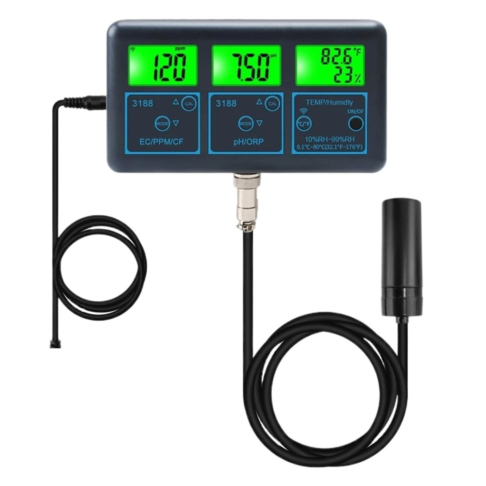 WiFi PH Meter Temp TDS(ppm) EC ORP Water Monitor Electrode Water Quality Tester for Aquariums Hydroponics Swimming Pool Versatile Applications