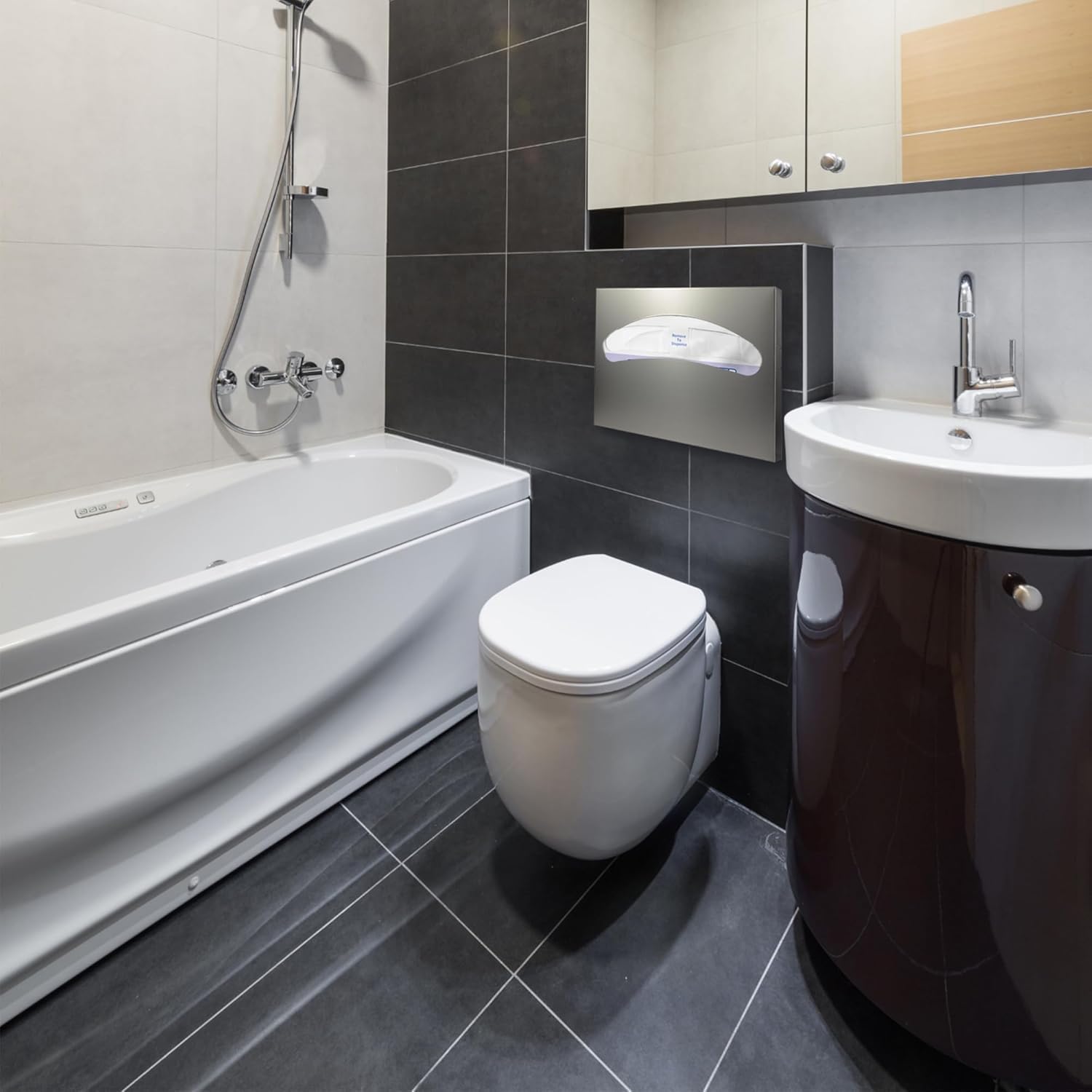 Pack-2 Wall Mount Dispenser, Anti-Scratch Toilet Seat Cover Holder with Screws for Half or Single Fold Covers, Toilet Seat Holder for Bathrooms & Restrooms, Silver