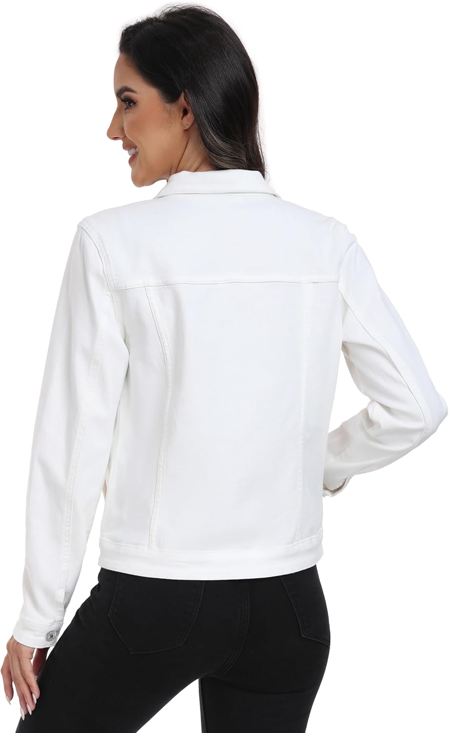 Anienaya Women's Stretch Denim Jacket Long Sleeve Basic Trendy Button Up Trucker Jean Jackets - Image 2