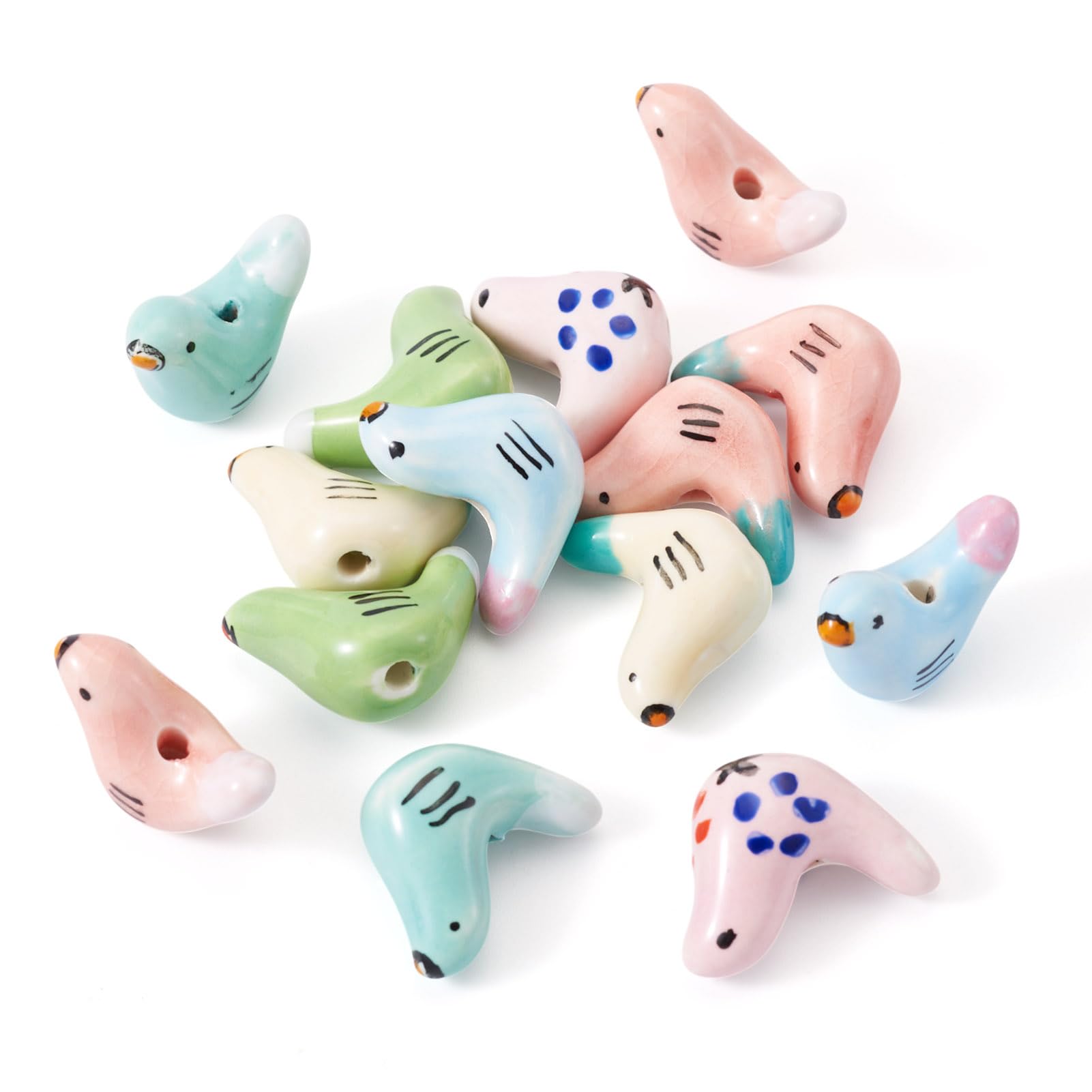 Perles en porcelaine pigeon faites main pour la création de bijoux uniques