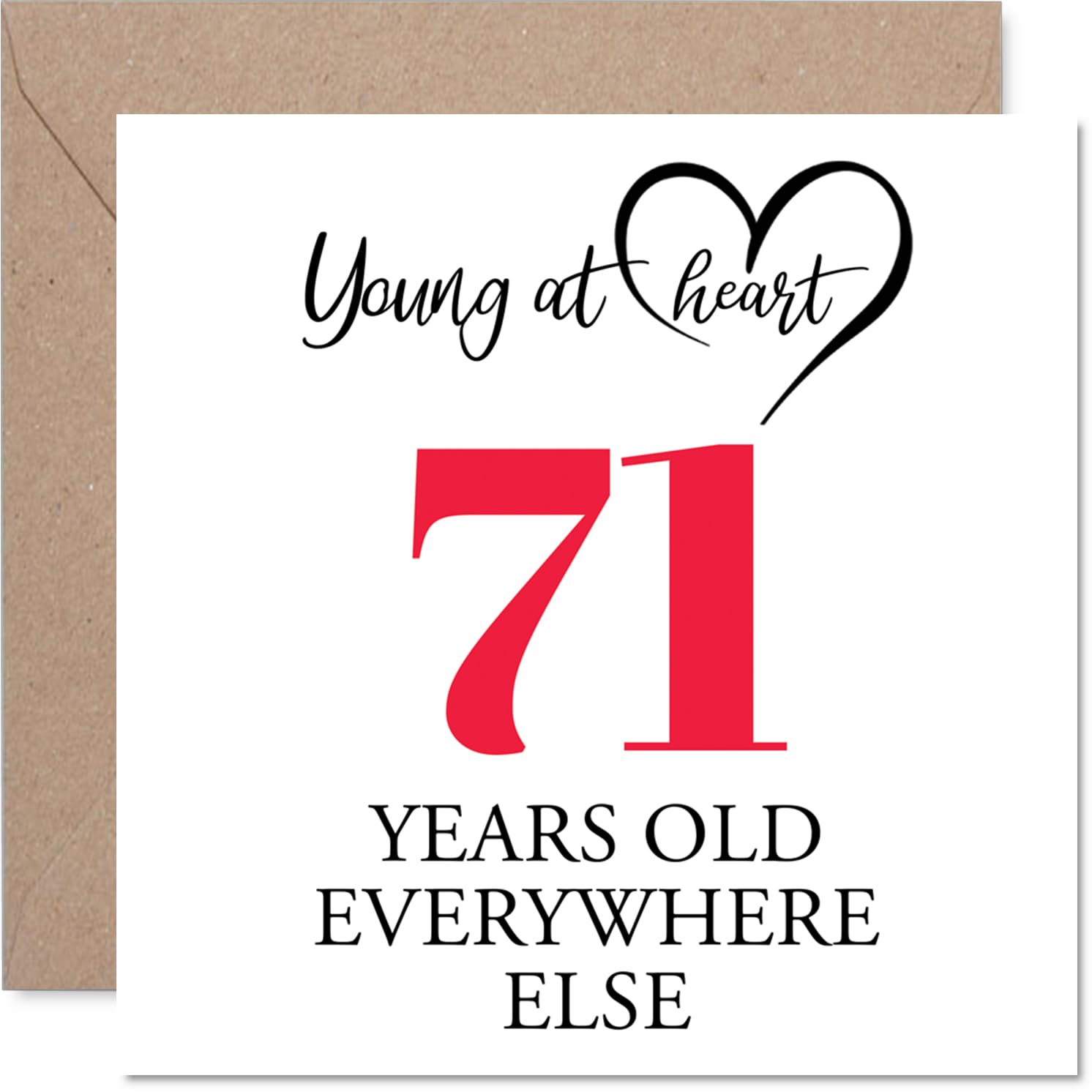 71st Birthday Cards for Men Women - Young at Heart - Happy Birthday Card for 71 Year Old Man Woman Grandma Dad Nan Auntie, 145mm Bday Greeting Cards
