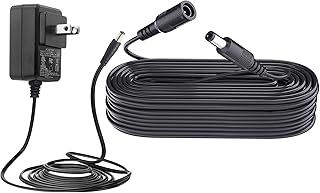 33ft/10M Power Extension Cable with 12V 1A Power Supply Adapter, 2.1mm*5.5mm 12V DC Adapter for CCTV Camera, Standalone IP Camera, Routers, DVR, LED Strip Light and More, ETL FCC