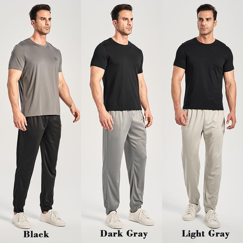 Men’s Mesh Jogger Sweatpants 3 Pack – Lightweight Quick Dry Athletic Pants with Zipper Pockets for Workout, Running - Image 3
