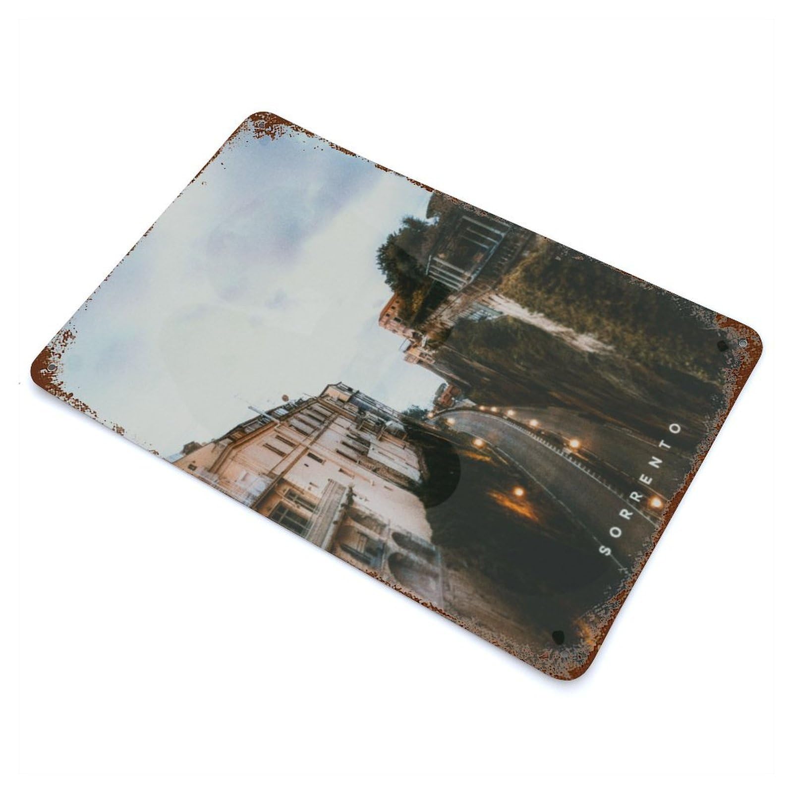 Sorrento Rusty Metal Tin Sign 11.8"x7.9", for Basement, Hobby Room And Garage Decor, Retro Wall Decor