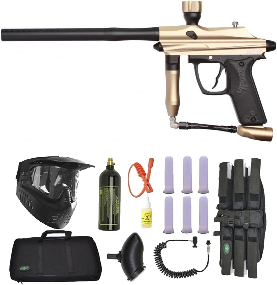 Azodin Kaos Paintball Marker Gun 3Skull Sniper Set Gold