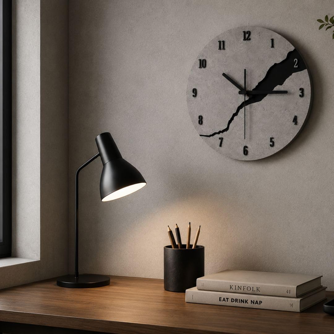 Orologio da parete Grigio Cemento moderno silenzioso 30cm – Orologio di design per Cucina, Soggiorno, Ufficio e Camera