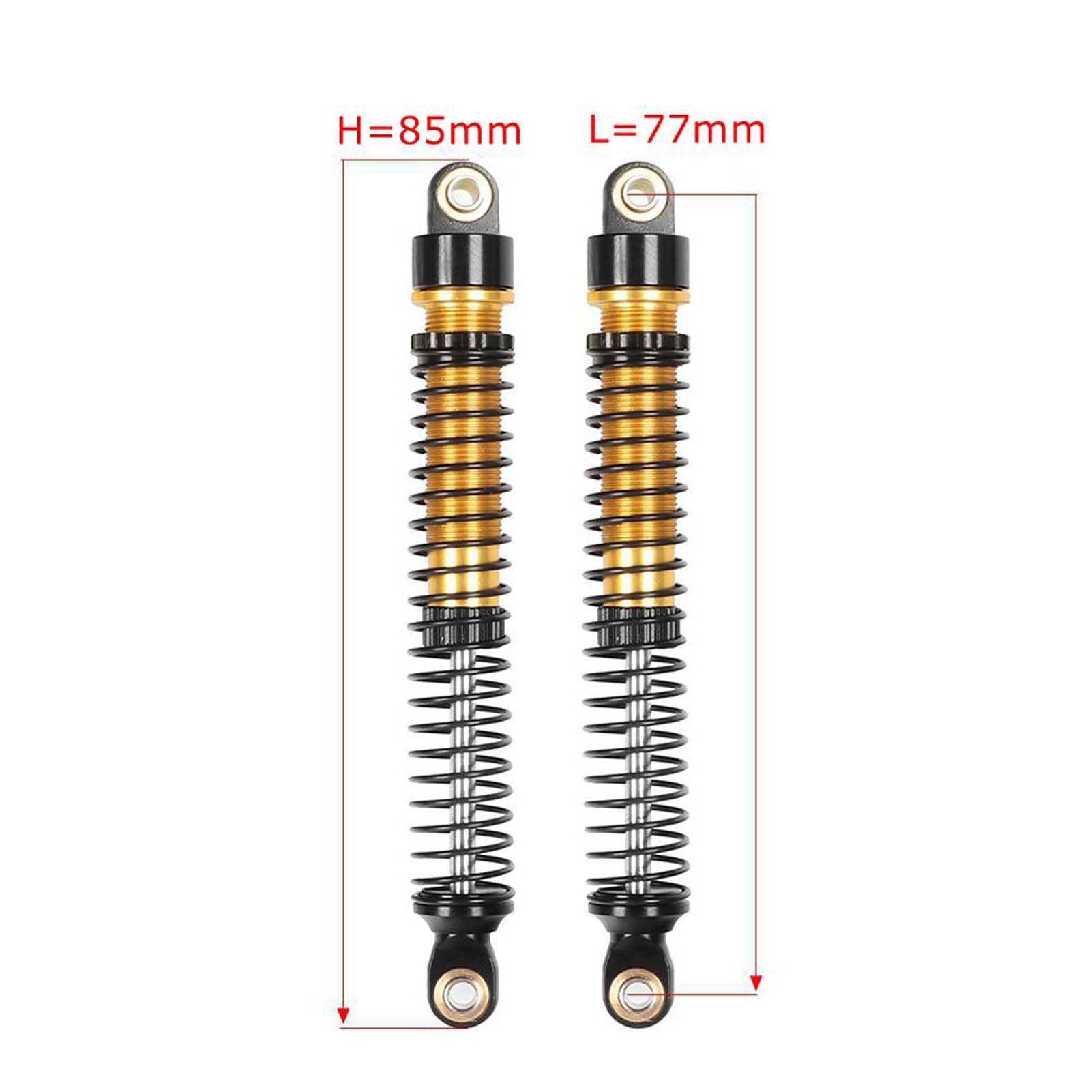 KEEDA 4 pièces Amortisseurs de filetage pour 1/18 RC Crawler TRX4M TRX4MT K10 F150 1/12 pièces de Crawler (Or, 77 mm)